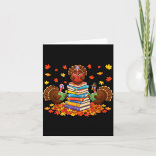Funny Turkey Reading Book Fall Thanksgiving Teache Card