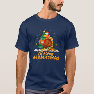 Funny Turkey Santa Merry Thanksmas Christmas Thank T-Shirt
