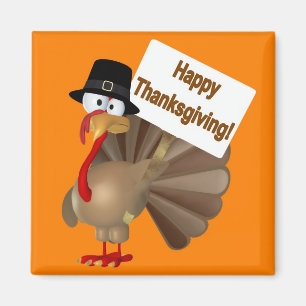Funny Turkey saying ''Happy Thanksgiving!'' Magnet