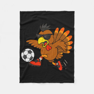 Funny Turkey Soccer Thanksgiving Sports Humour Men Fleece Blanket