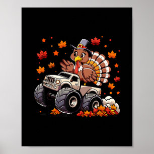 Funny Turkey Thankful Monster Truck Thanksgiving L Poster