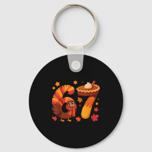 Funny Turkey Thanksgiving 67 Meme Six Seven  Key Ring