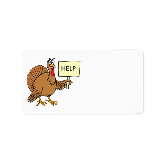 Funny Turkey Thanksgiving Address Stickers Help (Front)