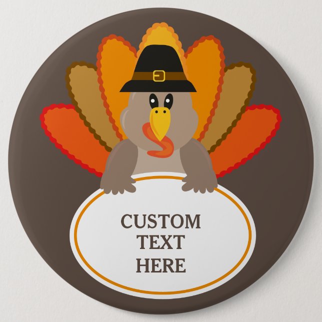 Funny turkey Thanksgiving custom text 6 Cm Round Badge (Front)