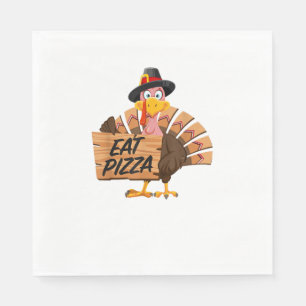 Funny Turkey Thanksgiving Eat Pizza Vegan Pilgrim  Napkin
