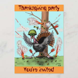 Funny turkey Thanksgiving party invitation card