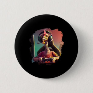 Funny Turkey Video Game Gamer Thanksgiving Turkey  6 Cm Round Badge