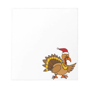 Funny Turkey Wearing Red Santa Hat Christmas Art Notepad