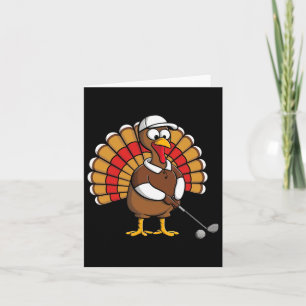 Funny Turkey With Golf Thankful Thanksgiving Golf Card
