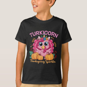 Funny Turkicorn Unicorn Turkey Girl Kid Thanksgivi T-Shirt