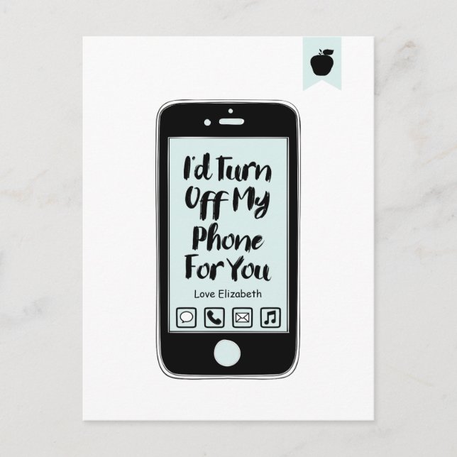Funny Turn Off Phone Valentine's Day Love Postcard (Front)