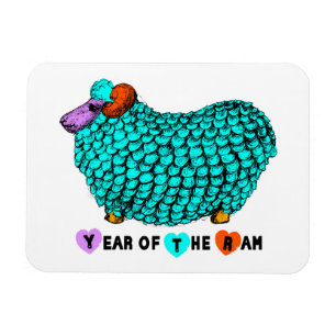 Funny Turquoise Ram Chinese Year Zodiac P Magnet