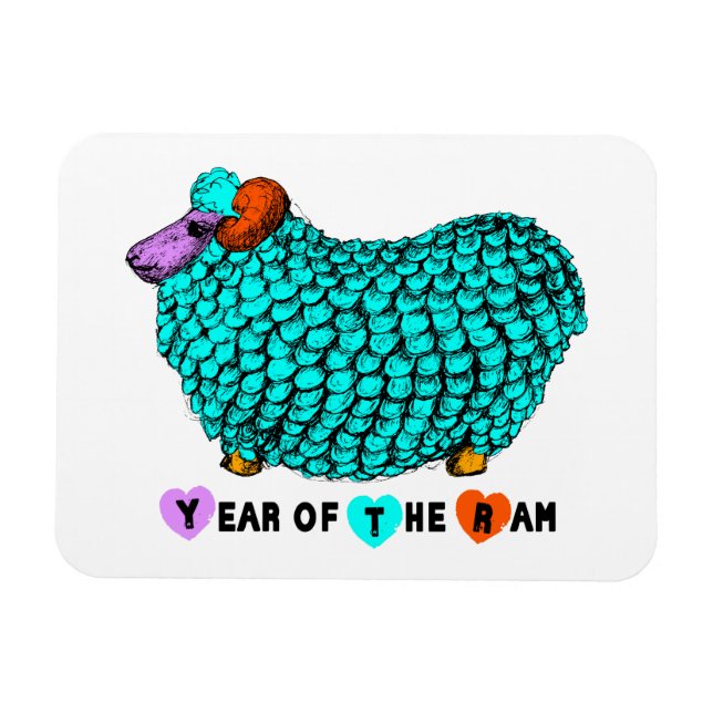 Funny Turquoise Ram Chinese Year Zodiac P Magnet (Horizontal)