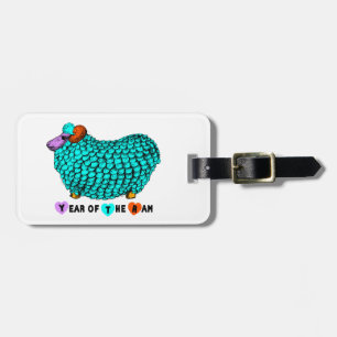 Funny Turquoise Ram Chinese Zodiac Luggage Tag