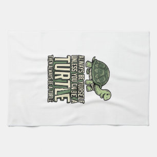 Funny Turtle Be Yourself Vintage Shirt Design_1 Tea Towel