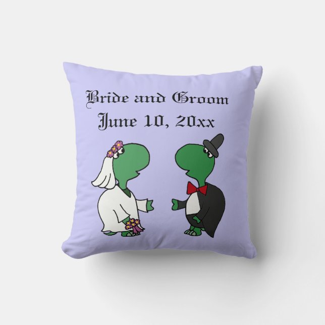 Funny Turtle Bride and Groom Wedding Art Cushion (Front)