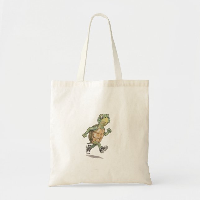 Funny Turtle Cartoon Tote Bag (Front)
