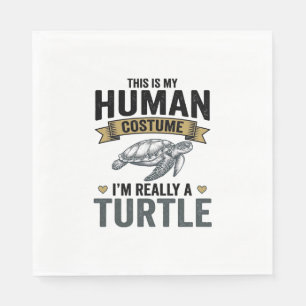Funny Turtle Costume Vintage Engraving Design_1 Napkin