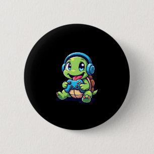 Funny Turtle Gamer Gaming Turtles Video Game (1) 6 Cm Round Badge