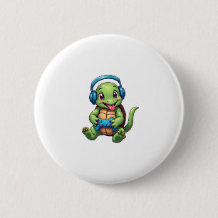 Funny Turtle Gamer Gaming Turtles Video Game (1) 6 Cm Round Badge