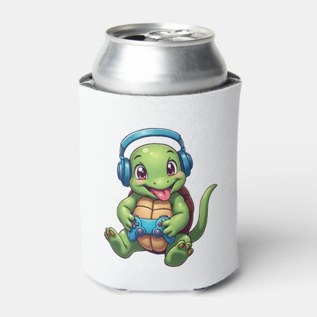 Funny Turtle Gamer Gaming Turtles Video Game (1) Can Cooler (Can Front)