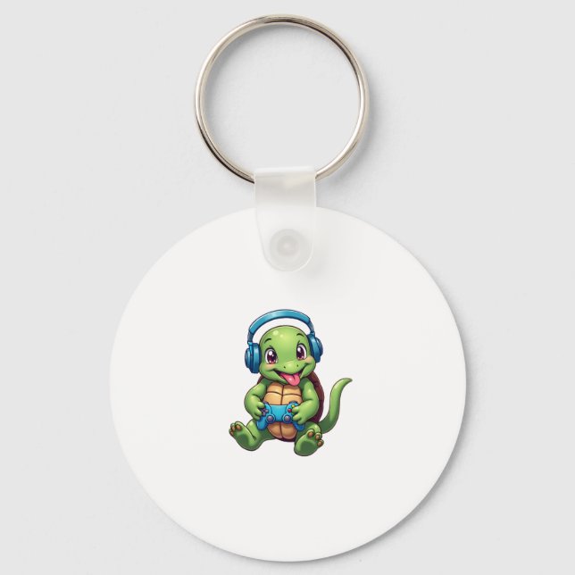 Funny Turtle Gamer Gaming Turtles Video Game (1) Key Ring (Front)