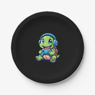 Funny Turtle Gamer Gaming Turtles Video Game (1) Paper Plate