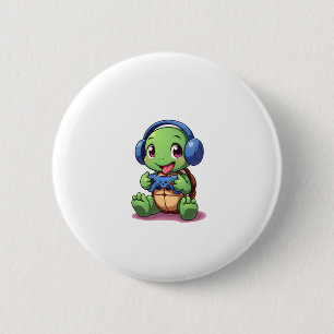 Funny Turtle Gamer Gaming Turtles Video Game (2) 6 Cm Round Badge