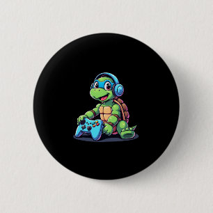 Funny Turtle Gamer Gaming Turtles Video Game (2) 6 Cm Round Badge
