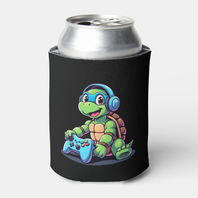 Funny Turtle Gamer Gaming Turtles Video Game (2) Can Cooler (Can Front)