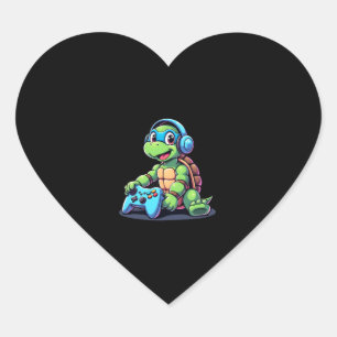 Funny Turtle Gamer Gaming Turtles Video Game (2) Heart Sticker