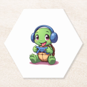 Funny Turtle Gamer Gaming Turtles Video Game (2) Paper Coaster