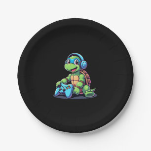 Funny Turtle Gamer Gaming Turtles Video Game (2) Paper Plate