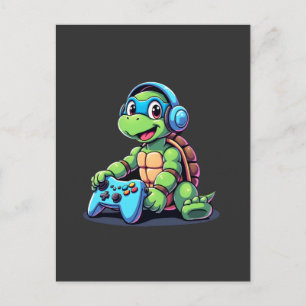 Funny Turtle Gamer Gaming Turtles Video Game (2) Postcard