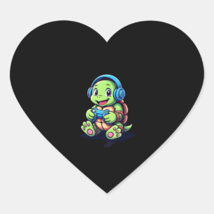 Funny Turtle Gamer Gaming Turtles Video Game (3) Heart Sticker