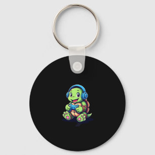Funny Turtle Gamer Gaming Turtles Video Game (3) Key Ring