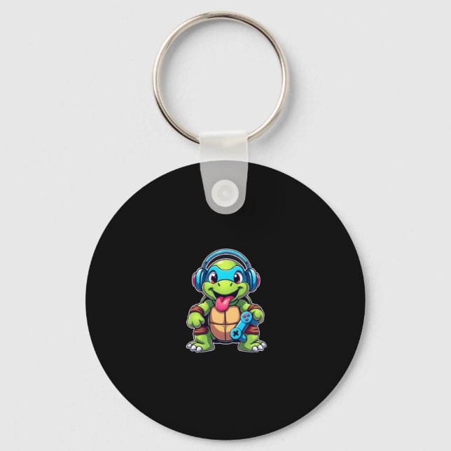 Funny Turtle Gamer Gaming Turtles Video Game (4) Key Ring (Front)