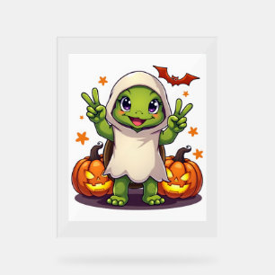 Funny Turtle Ghost Pumpkin Boo Halloween Kids Mens Acrylic Sign