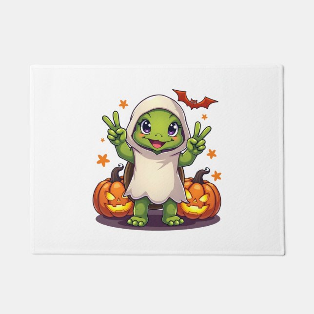 Funny Turtle Ghost Pumpkin Boo Halloween Kids Mens Doormat (Front)
