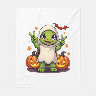 Funny Turtle Ghost Pumpkin Boo Halloween Kids Mens Fleece Blanket