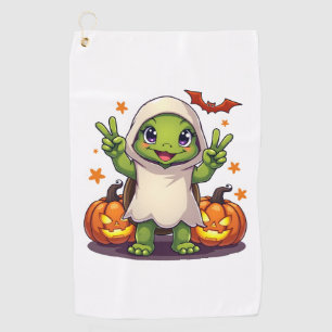 Funny Turtle Ghost Pumpkin Boo Halloween Kids Mens Golf Towel
