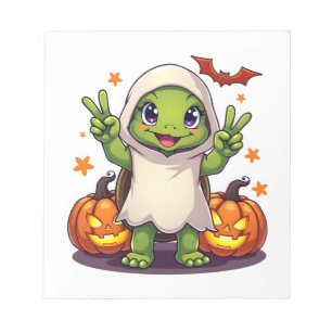 Funny Turtle Ghost Pumpkin Boo Halloween Kids Mens Notepad