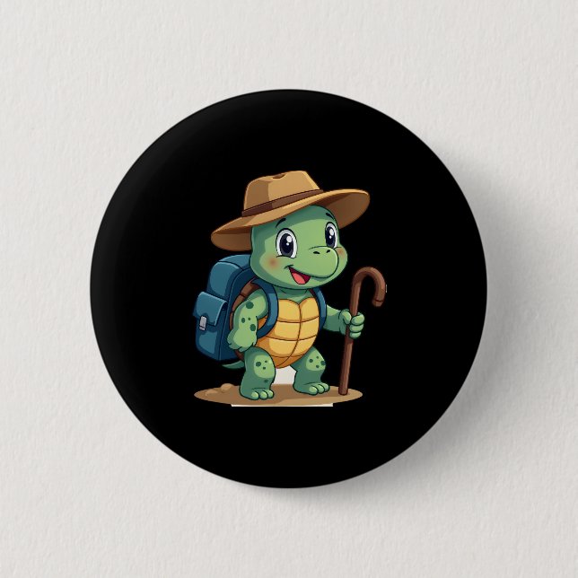 Funny Turtle Hiking Graphic Camping Lover Adventur 6 Cm Round Badge (Front)