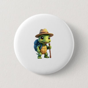 Funny Turtle Hiking Graphic Camping Lover Adventur 6 Cm Round Badge
