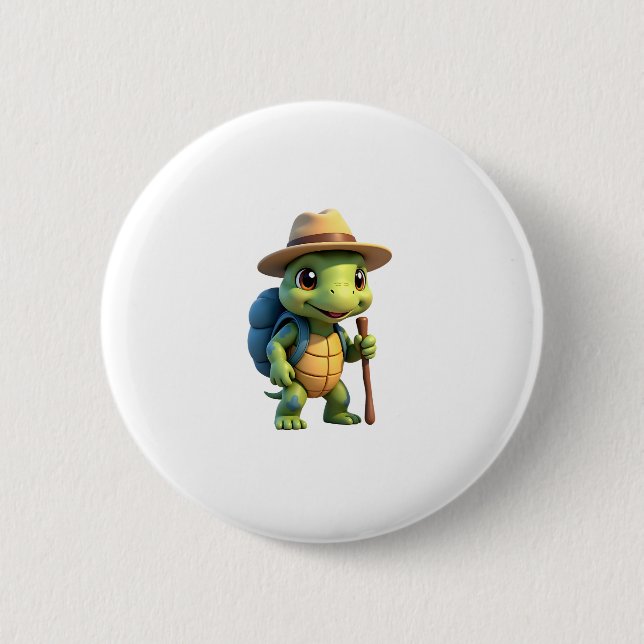 Funny Turtle Hiking Graphic Camping Lover Adventur 6 Cm Round Badge (Front)