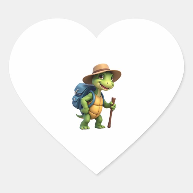 Funny Turtle Hiking Graphic Camping Lover Adventur Heart Sticker (Front)
