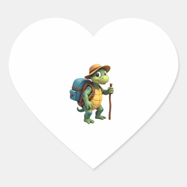 Funny Turtle Hiking Graphic Camping Lover Adventur Heart Sticker (Front)