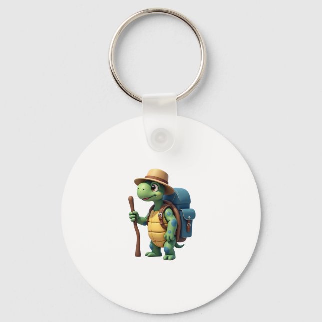 Funny Turtle Hiking Graphic Camping Lover Adventur Key Ring (Front)