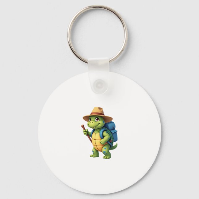 Funny Turtle Hiking Graphic Camping Lover Adventur Key Ring (Front)