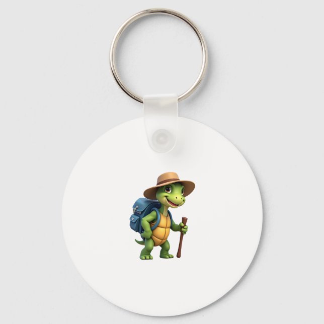 Funny Turtle Hiking Graphic Camping Lover Adventur Key Ring (Front)